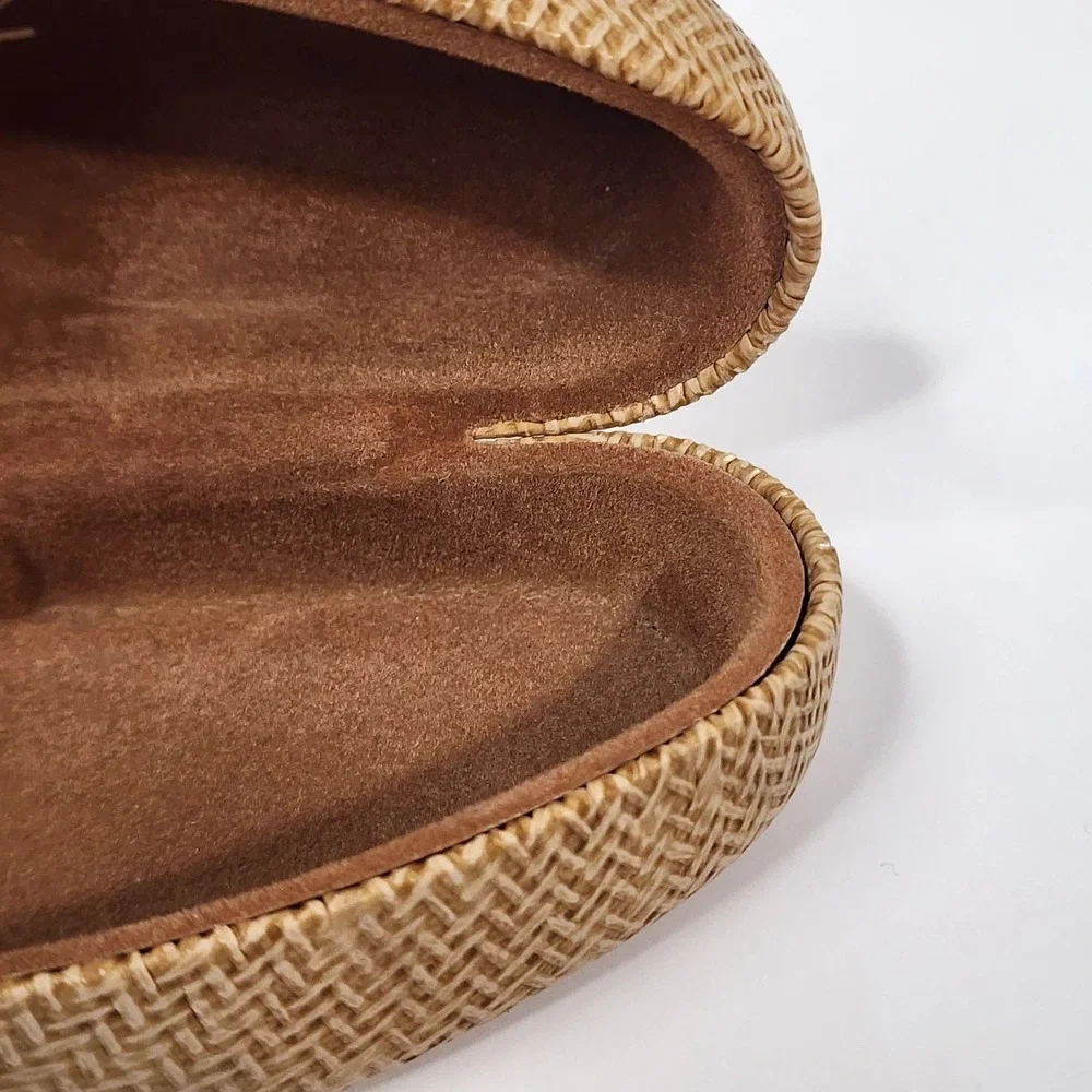 Maui Jim Sunglass EYEGLASS CASE Only Faux Bamboo Basket Weave Hard Clamshell